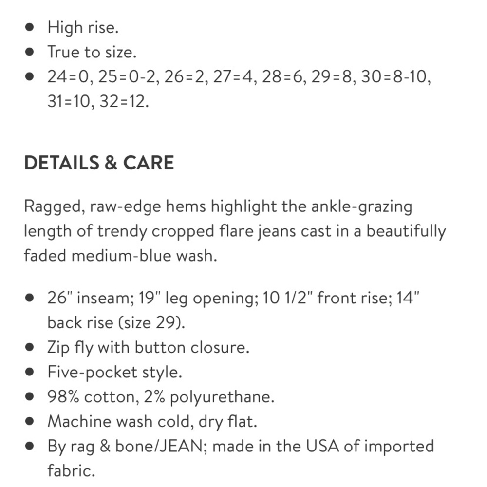 Rag & Bone High Rise Raw Edge Crop Flare Jeans - Picture 6 of 7